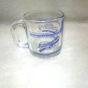 Vintage Entemann's Maxwell House glass promotional mug.  Clear glass, blue graph